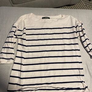 Ralph Lauren Striped White and Navy Top